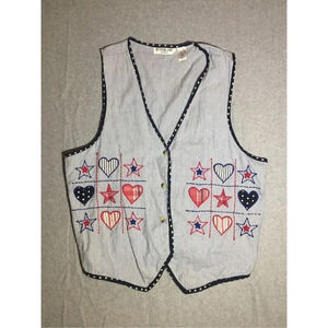 Womens Victoria Jones Vest Size 22W 4th of July Patriotic Independence Day Cute